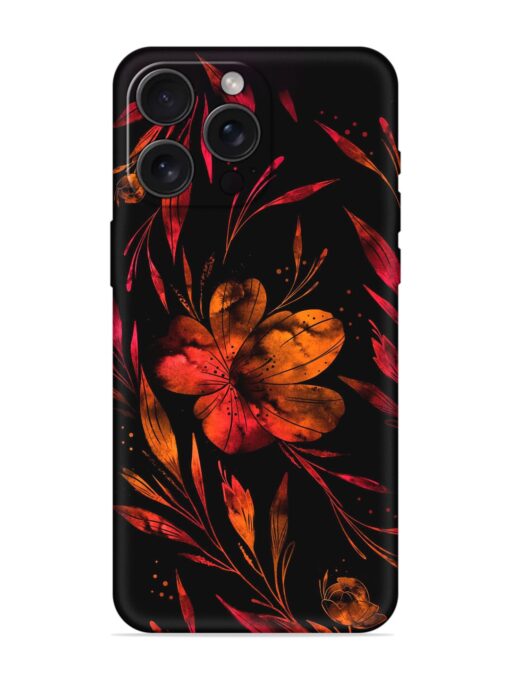 Red Flower Painting Embossed Soft Silicone Case for Apple Iphone 15 Pro Max Zapvi