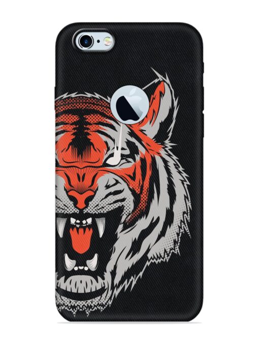 Tiger Aggression Embossed Soft Silicone Case for Apple Iphone 6 (Logo Cut) Zapvi