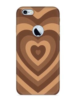 Brown Heart Embossed Soft Silicone Case for Apple Iphone 6S (Logo Cut)