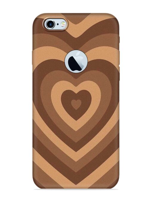 Brown Heart Embossed Soft Silicone Case for Apple Iphone 6S (Logo Cut) Zapvi