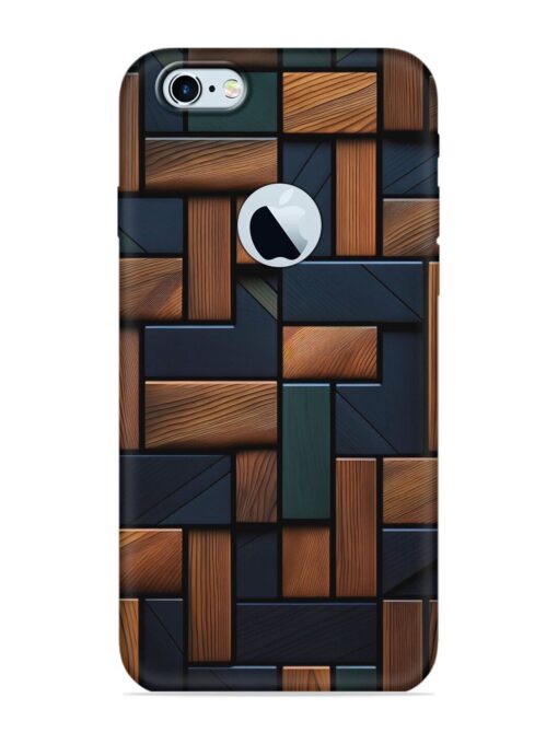 Wooden Background Cubes Embossed Soft Silicone Case for Apple Iphone 6S (Logo Cut)