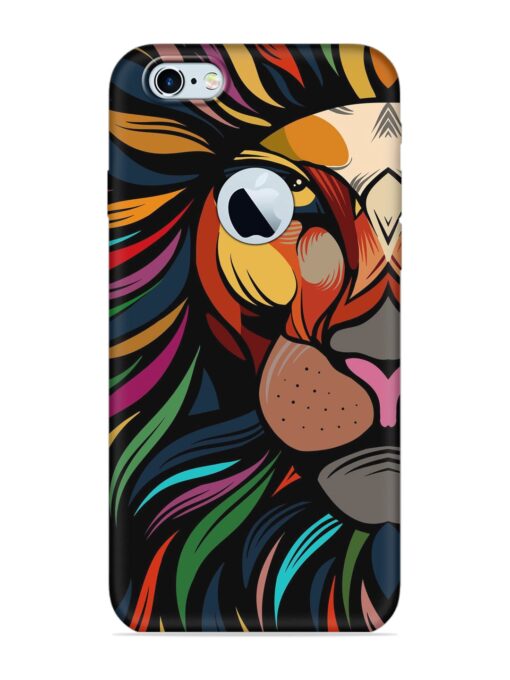 Trippy Lion Art Embossed Soft Silicone Case for Apple Iphone 6S (Logo Cut)