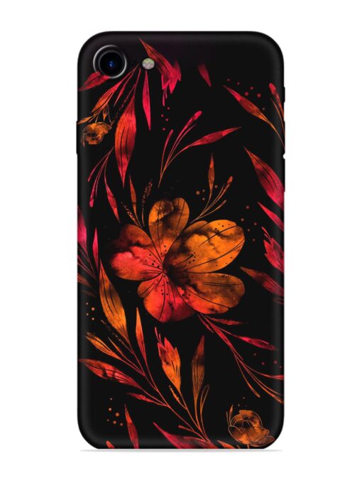 Red Flower Painting Embossed Soft Silicone Case for Apple Iphone 7 Zapvi