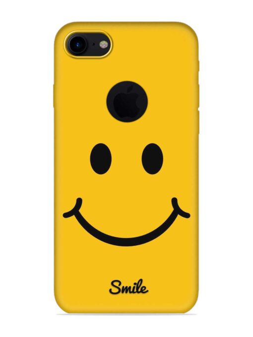 Yellow Smiley Embossed Soft Silicone Case for Apple Iphone 7 (Logo Cut) Zapvi