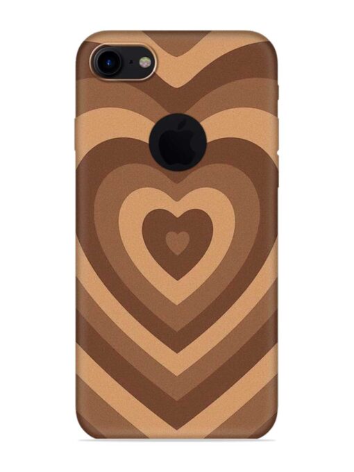 Brown Heart Embossed Soft Silicone Case for Apple Iphone 7 (Logo Cut) Zapvi