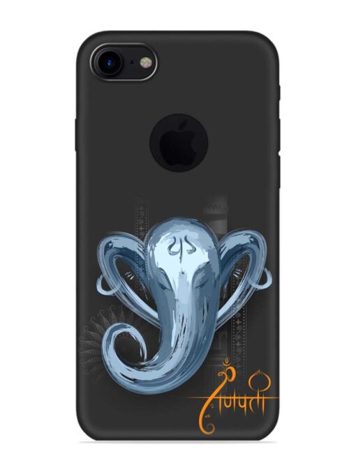 Illustration Lord Ganpati Embossed Soft Silicone Case for Apple Iphone 7 (Logo Cut) Zapvi