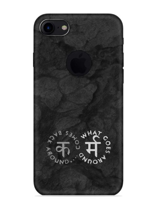 Karma Hindi Word Embossed Soft Silicone Case for Apple Iphone 7 (Logo Cut) Zapvi