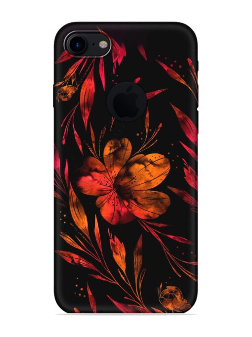 Red Flower Painting Embossed Soft Silicone Case for Apple Iphone 7 (Logo Cut) Zapvi