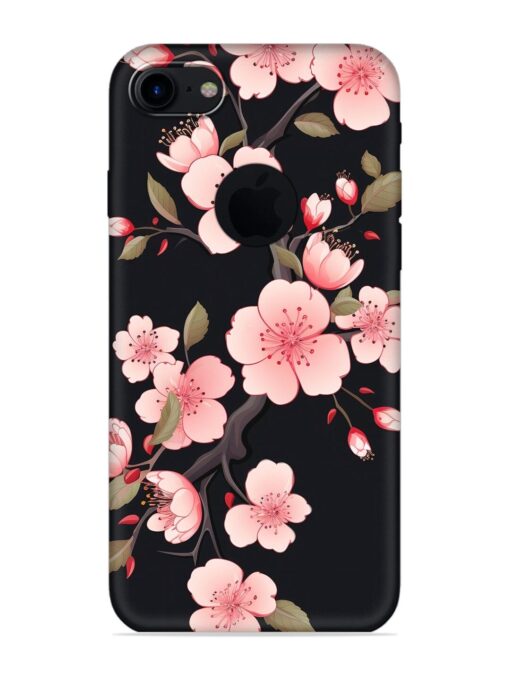 Cherry Blossom Embossed Soft Silicone Case for Apple Iphone 7 (Logo Cut) Zapvi