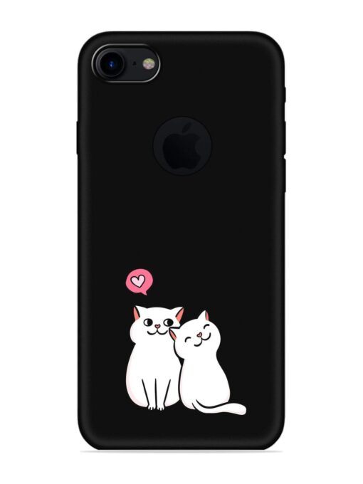 Cute Loving Cats Embossed Soft Silicone Case for Apple Iphone 7 (Logo Cut)