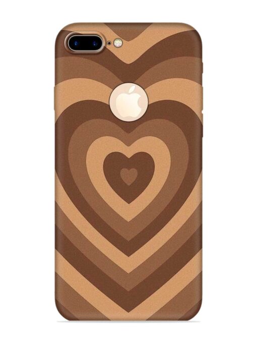 Brown Heart Embossed Soft Silicone Case for Apple Iphone 7 Plus (Logo Cut)