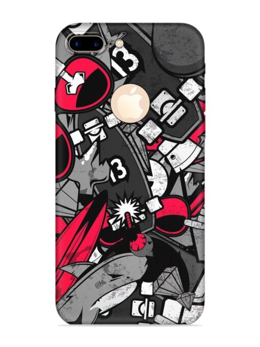 Fictional Doodle Embossed Soft Silicone Case for Apple Iphone 7 Plus (Logo Cut) Zapvi