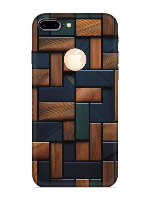 Wooden Background Cubes Embossed Soft Silicone Case for Apple Iphone 7 Plus (Logo Cut)