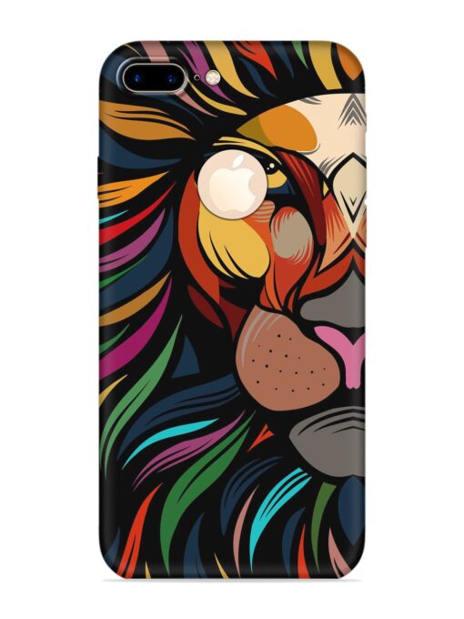 Trippy Lion Art Embossed Soft Silicone Case for Apple Iphone 7 Plus (Logo Cut)