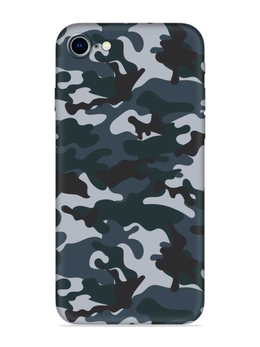 Dark Blue Army Military Art Embossed Soft Silicone Case for Apple Iphone 8 Zapvi