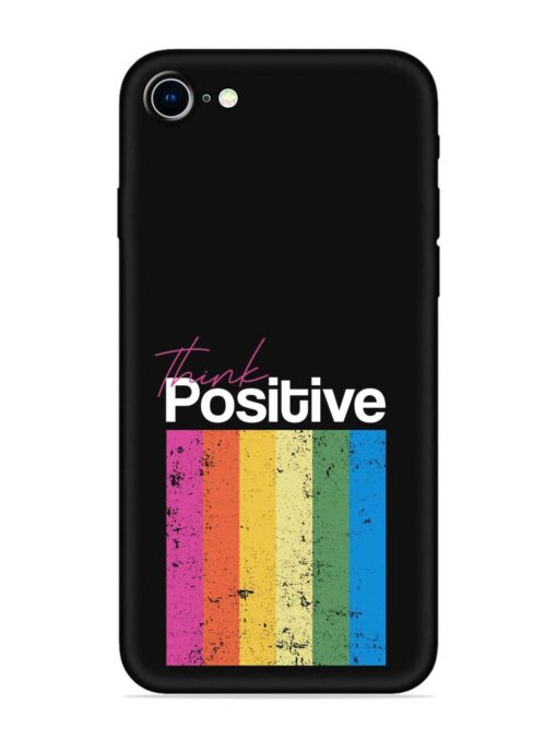 Think Positive Typography Embossed Soft Silicone Case for Apple Iphone 8