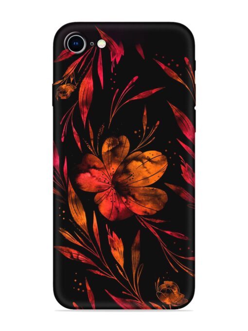 Red Flower Painting Embossed Soft Silicone Case for Apple Iphone 8 Zapvi