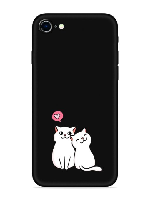 Cute Loving Cats Embossed Soft Silicone Case for Apple Iphone 8 Zapvi