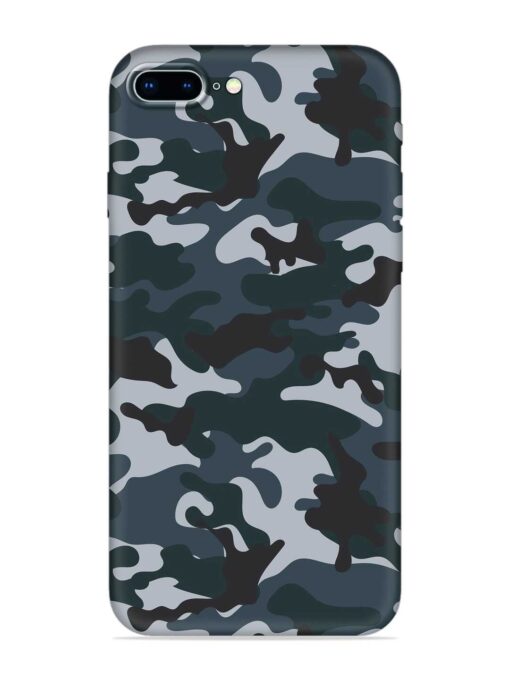 Dark Blue Army Military Art Embossed Soft Silicone Case for Apple Iphone 8 Plus Zapvi