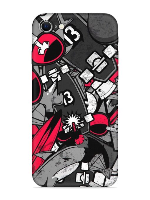 Fictional Doodle Embossed Soft Silicone Case for Apple Iphone Se (2020) Zapvi