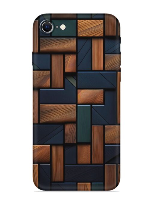 Wooden Background Cubes Embossed Soft Silicone Case for Apple Iphone Se (2020) Zapvi