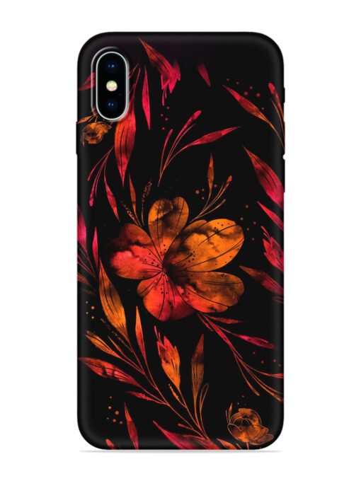 Red Flower Painting Embossed Soft Silicone Case for Apple Iphone X Zapvi