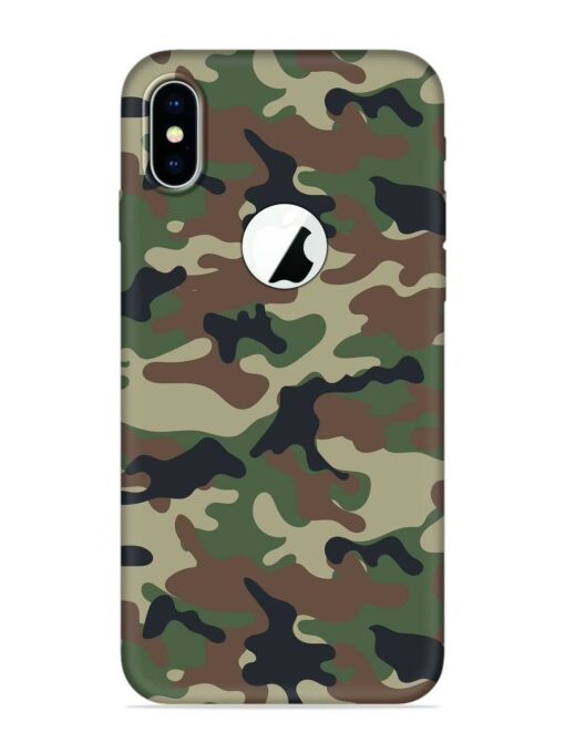 Army Military Camouflage Dark Green Embossed Soft Silicone Case for Apple Iphone X (Logo Cut)