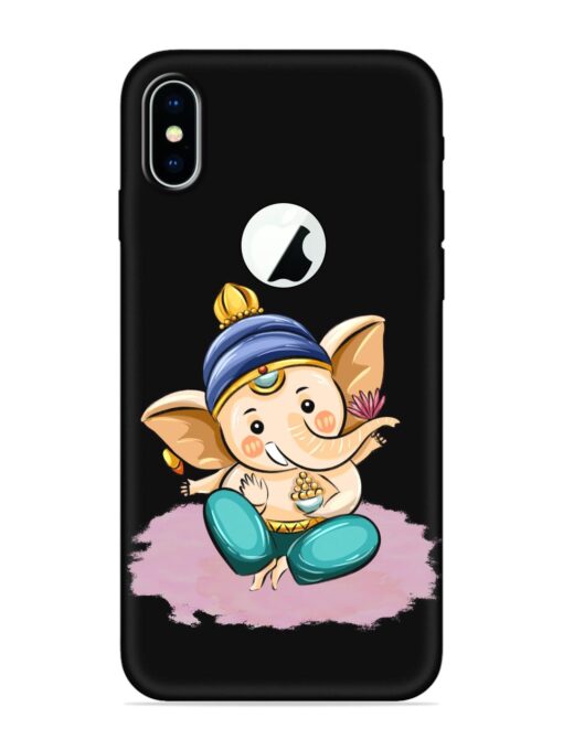 Bal Ganesh Vector Art Embossed Soft Silicone Case for Apple Iphone X (Logo Cut) Zapvi