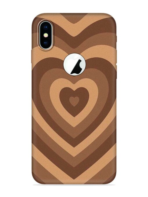 Brown Heart Embossed Soft Silicone Case for Apple Iphone X (Logo Cut) Zapvi