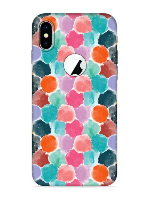 Colorful Seamless Pattern Embossed Soft Silicone Case for Apple Iphone X (Logo Cut) Zapvi