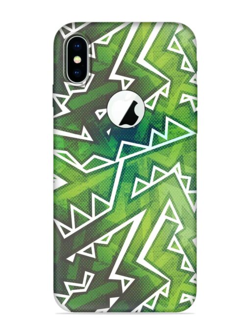 Green Graffiti Seamless Embossed Soft Silicone Case for Apple Iphone X (Logo Cut) Zapvi