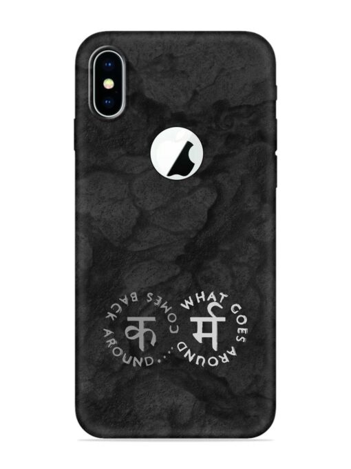 Karma Hindi Word Embossed Soft Silicone Case for Apple Iphone X (Logo Cut)