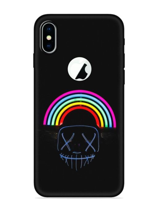 Mask Rainbow Embossed Soft Silicone Case for Apple Iphone X (Logo Cut) Zapvi