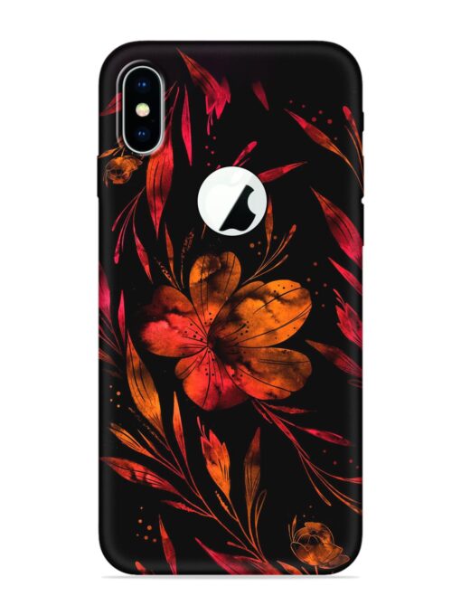 Red Flower Painting Embossed Soft Silicone Case for Apple Iphone X (Logo Cut) Zapvi