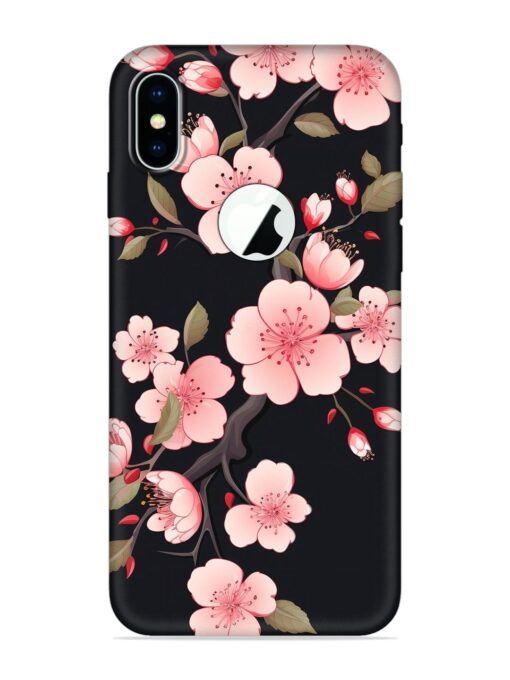 Cherry Blossom Embossed Soft Silicone Case for Apple Iphone X (Logo Cut)