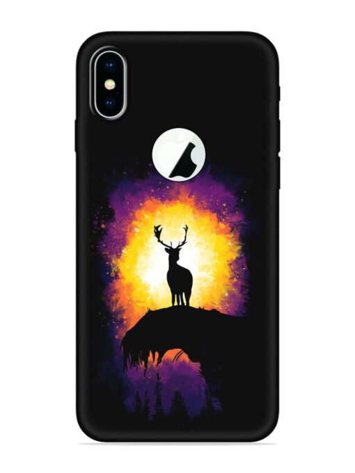 Elk Animal Art Embossed Soft Silicone Case for Apple Iphone X (Logo Cut) Zapvi