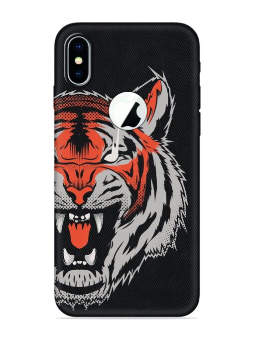 Tiger Aggression Embossed Soft Silicone Case for Apple Iphone X (Logo Cut) Zapvi