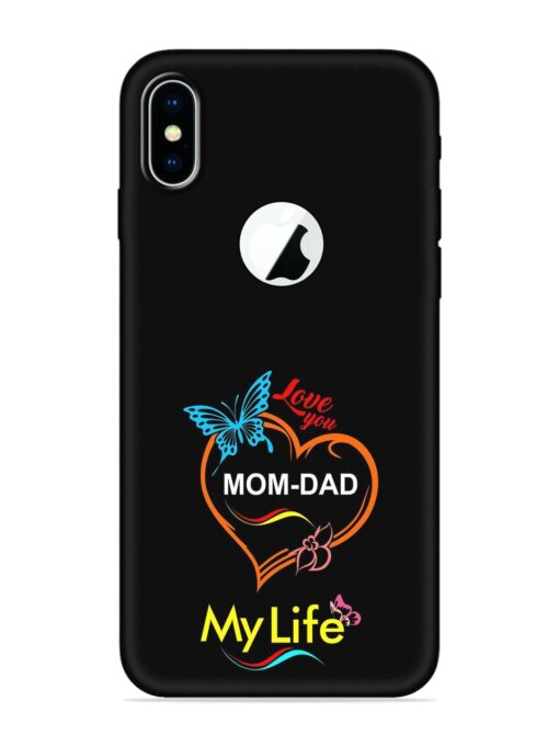 Love You Mom Dad Embossed Soft Silicone Case for Apple Iphone X (Logo Cut) Zapvi