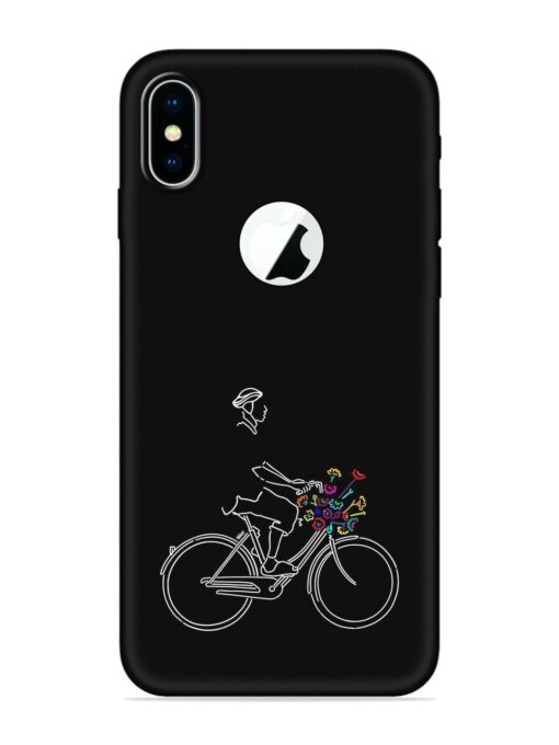 Minimalist Cycle Art Embossed Soft Silicone Case for Apple Iphone X (Logo Cut) Zapvi