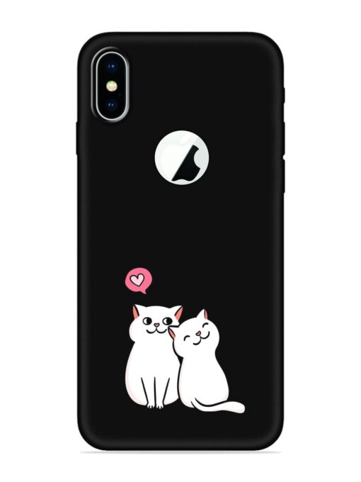 Cute Loving Cats Embossed Soft Silicone Case for Apple Iphone X (Logo Cut) Zapvi