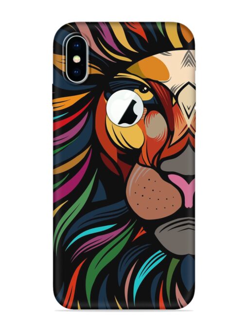 Trippy Lion Art Embossed Soft Silicone Case for Apple Iphone X (Logo Cut)