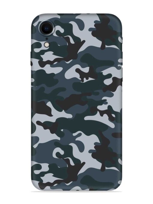 Dark Blue Army Military Art Embossed Soft Silicone Case for Apple Iphone Xr Zapvi