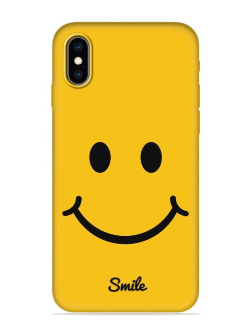 Yellow Smiley Embossed Soft Silicone Case for Apple Iphone Xs