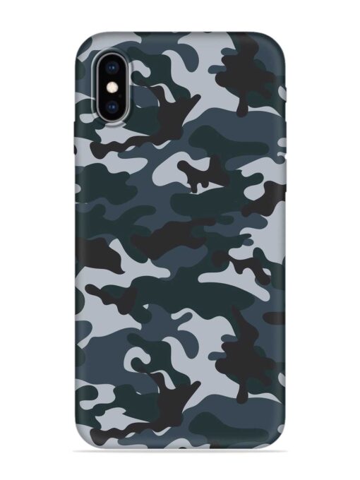 Dark Blue Army Military Art Embossed Soft Silicone Case for Apple Iphone Xs Zapvi