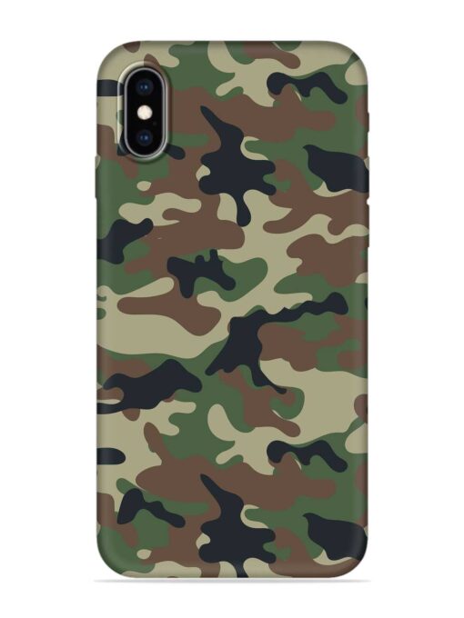 Army Military Camouflage Dark Green Embossed Soft Silicone Case for Apple Iphone Xs