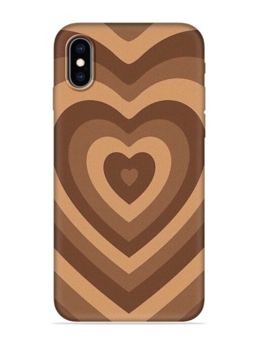 Brown Heart Embossed Soft Silicone Case for Apple Iphone Xs