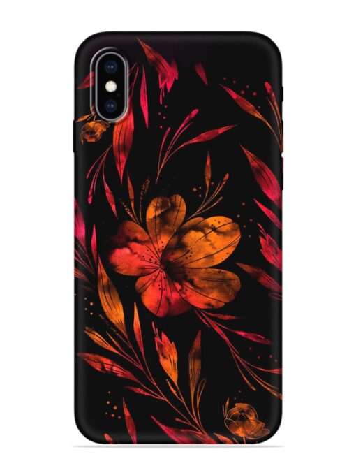 Red Flower Painting Embossed Soft Silicone Case for Apple Iphone Xs