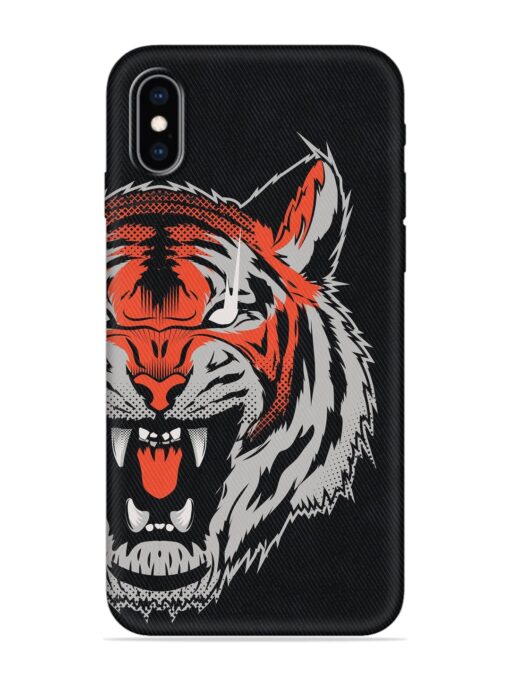 Tiger Aggression Embossed Soft Silicone Case for Apple Iphone Xs