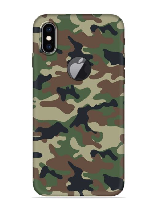 Army Military Camouflage Dark Green Embossed Soft Silicone Case for Apple Iphone Xs Max (Logo Cut) Zapvi