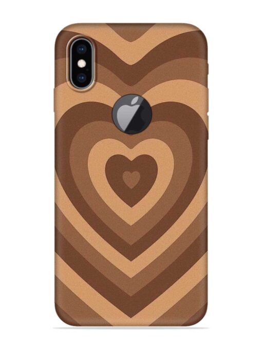 Brown Heart Embossed Soft Silicone Case for Apple Iphone Xs Max (Logo Cut) Zapvi